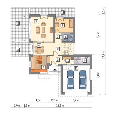 RZUT PARTERU POW. 94,7 m²