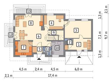 RZUT PARTERU POW. 106,1 m²